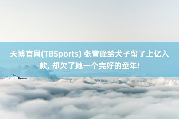 天博官网(TBSports) 张雪峰给犬子留了上亿入款， 却欠了她一个完好的童年!